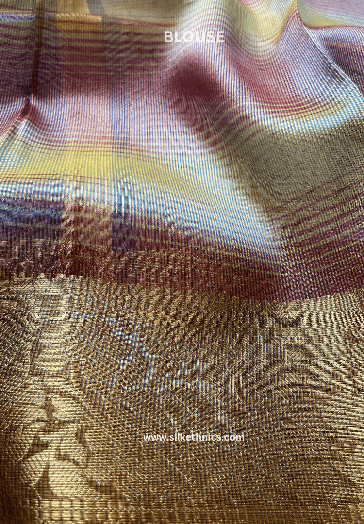 Azure Blue tissue organza Banarasi saree