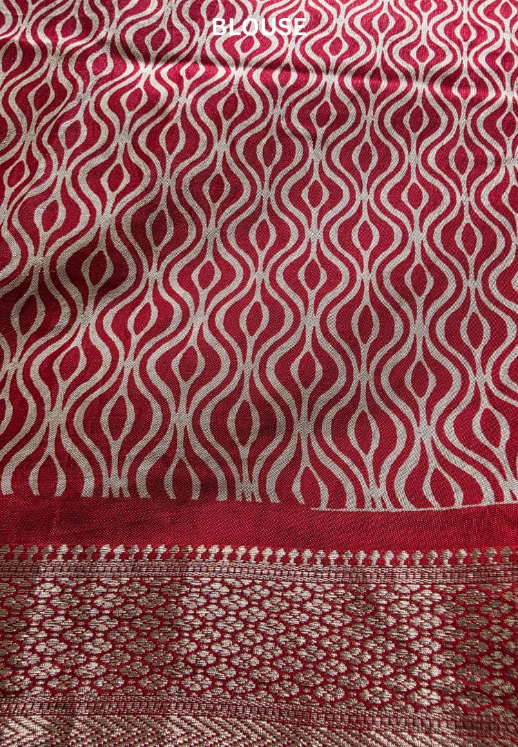 Black and Red hand blockprinted soft modal cotton saree