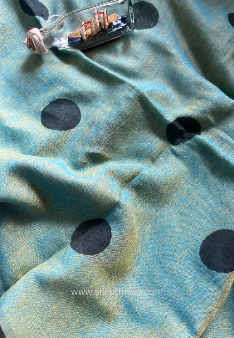Emerald green Rangreet Polka dot saree