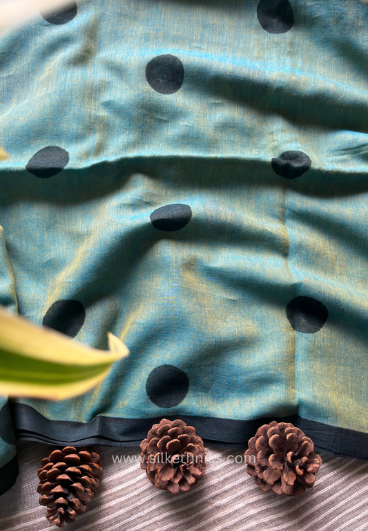 Emerald green Rangreet Polka dot saree