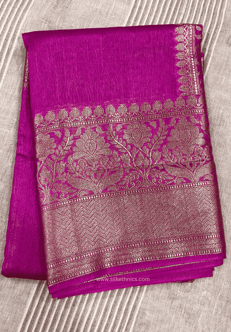 Pink Srija Banarasi linen saree