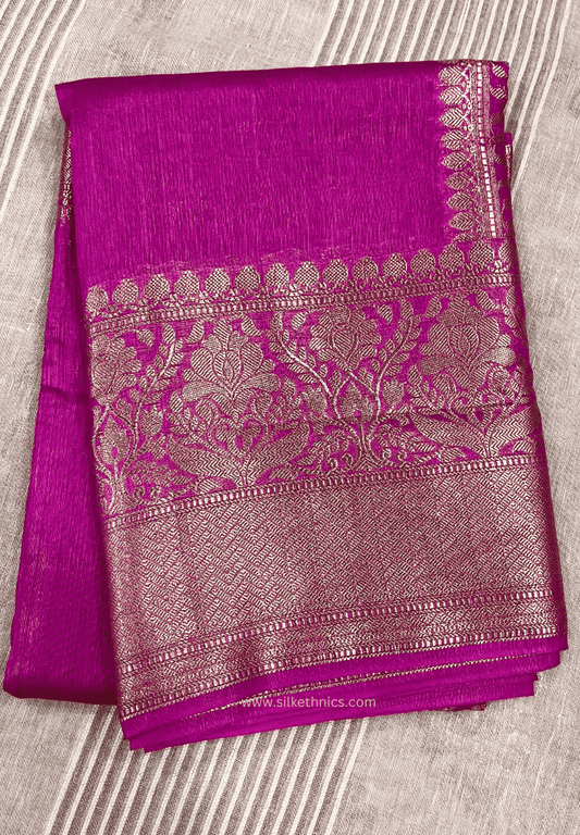Pink Srija Banarasi linen saree