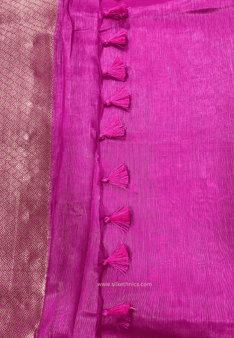Pink Srija Banarasi linen saree