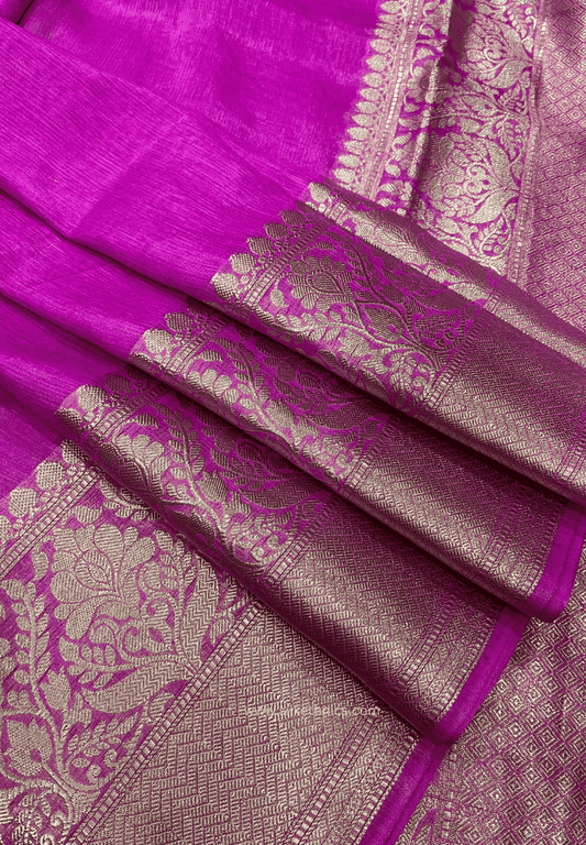 Pink Srija Banarasi linen saree