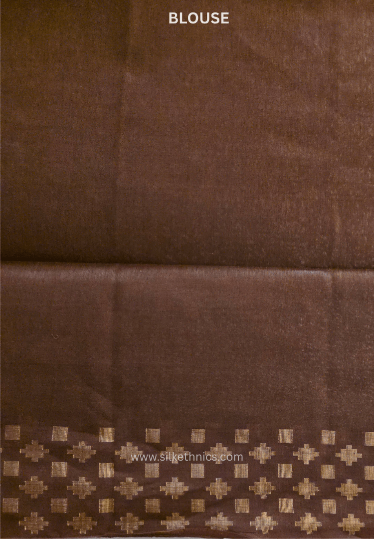 Dark Bronze Kota Linen Silk cutwork saree