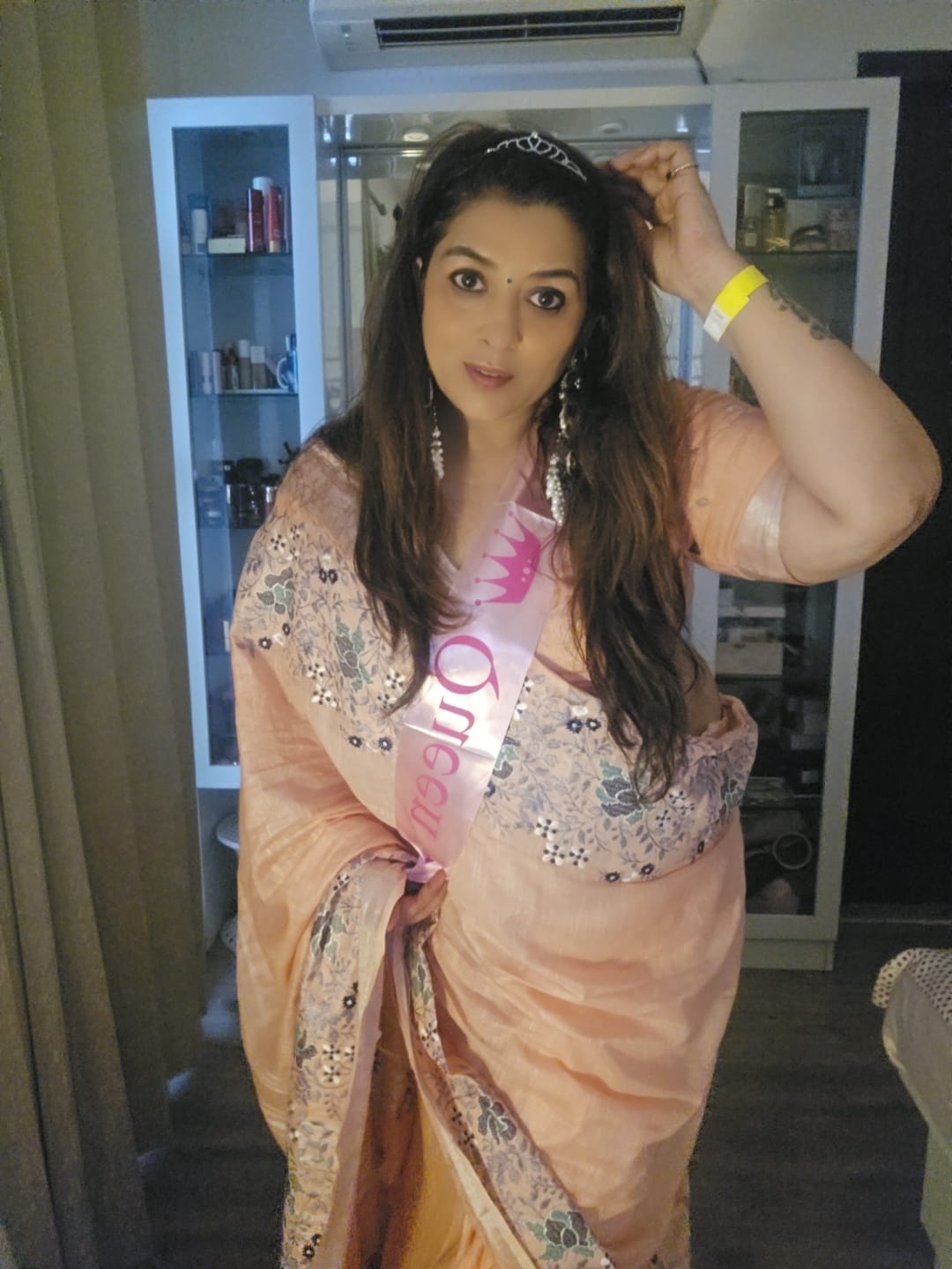 Pastel Peach Ameya Linen saree