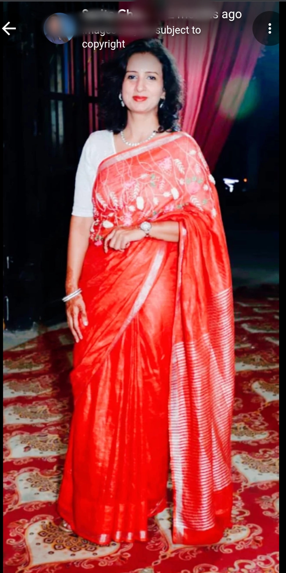 Royal Red Sitara linen saree