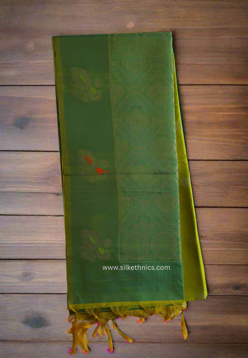 Pear green Madhuram soft silk saree