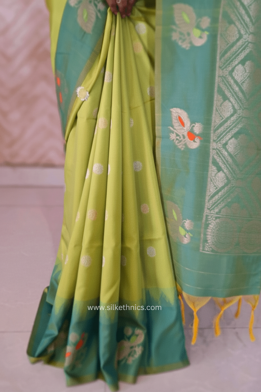 Pear green Coimbatore soft silk saree