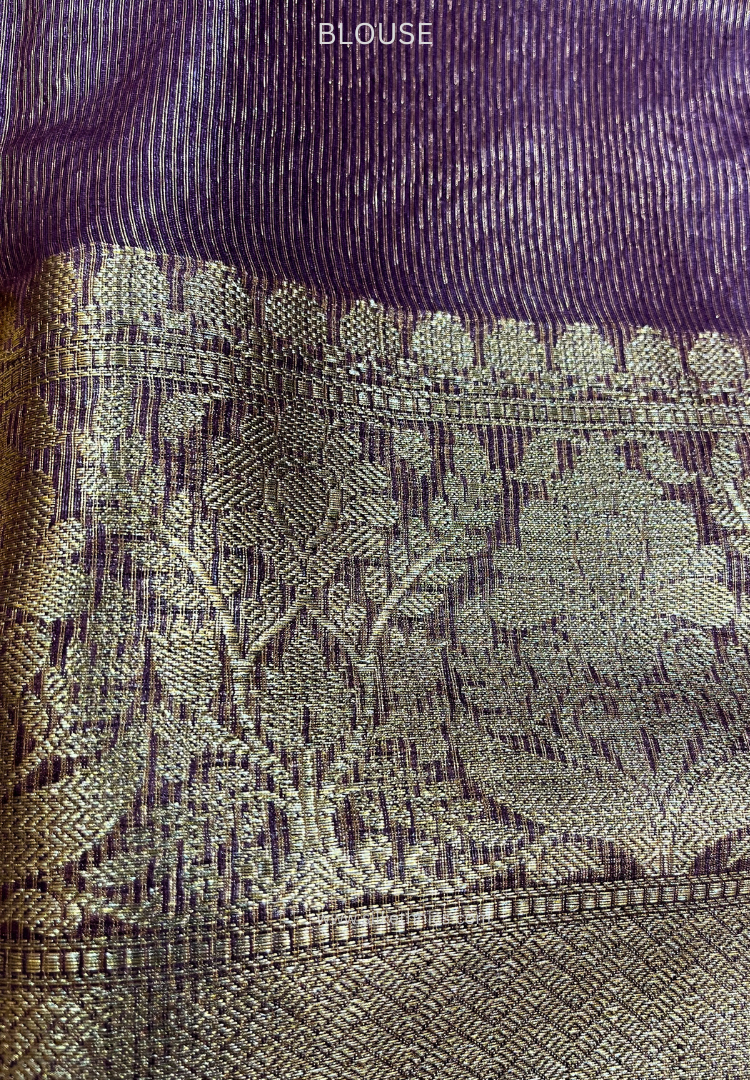 Lilac Srija Banarasi linen saree