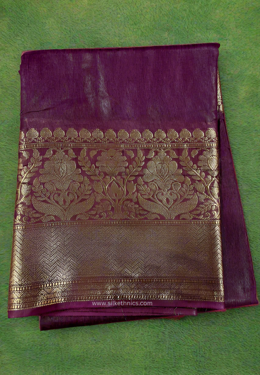Lilac Srija Banarasi linen saree
