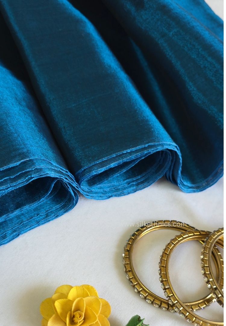 Peacock Blue Raaga handloom tissue saree - Mayura