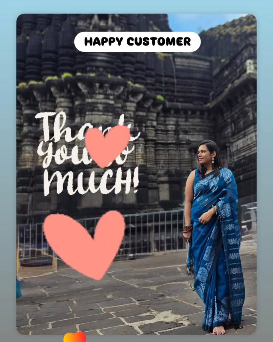 Cobalt blue pure handloom Aarti linen saree