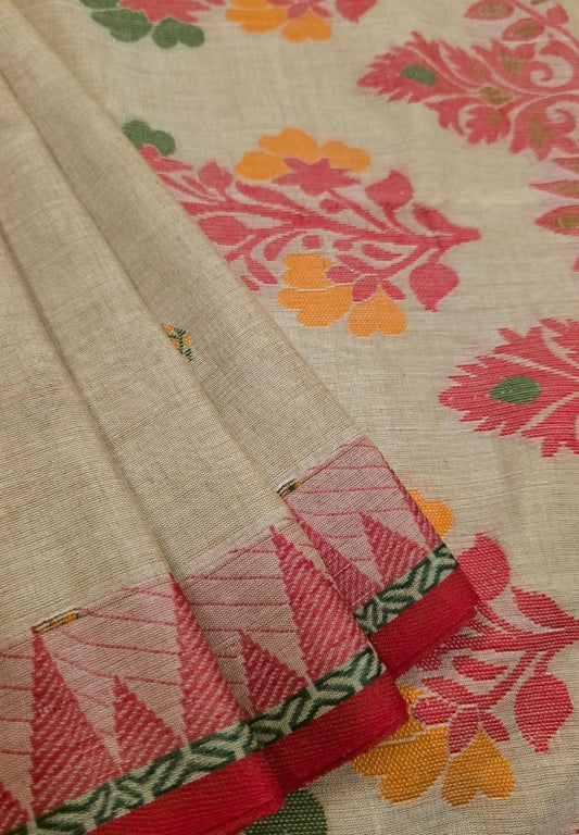 Royal Red Traditional Tangail Bengal Handweaving saree