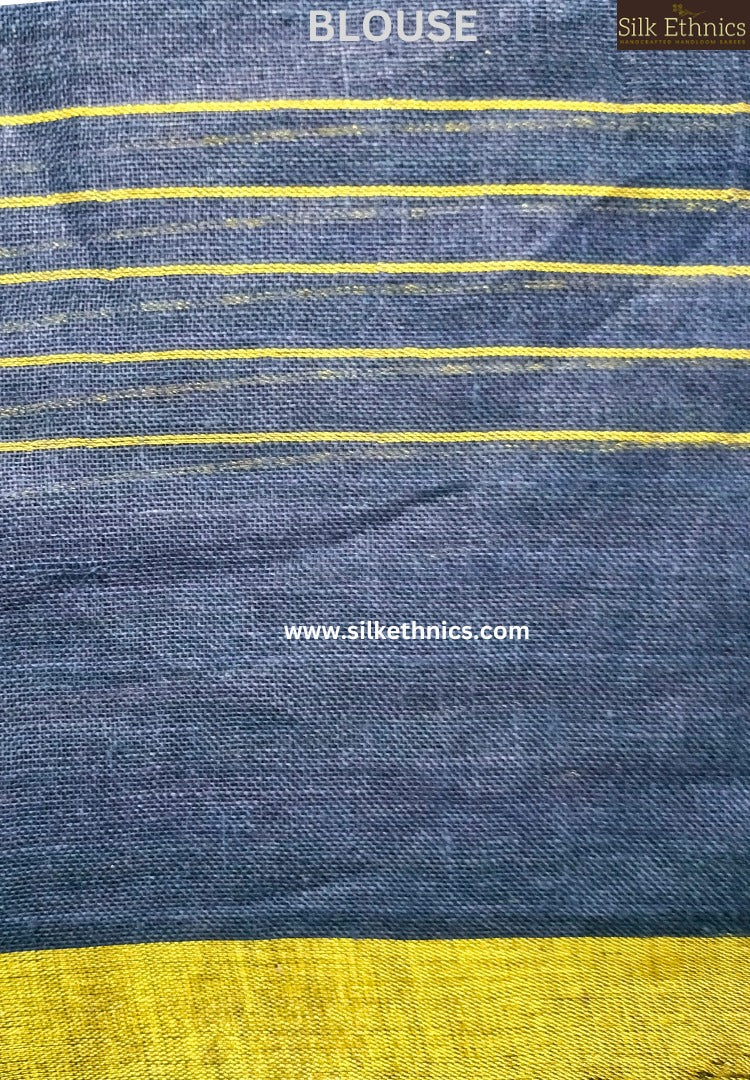 Midnight blue Varnika linen saree