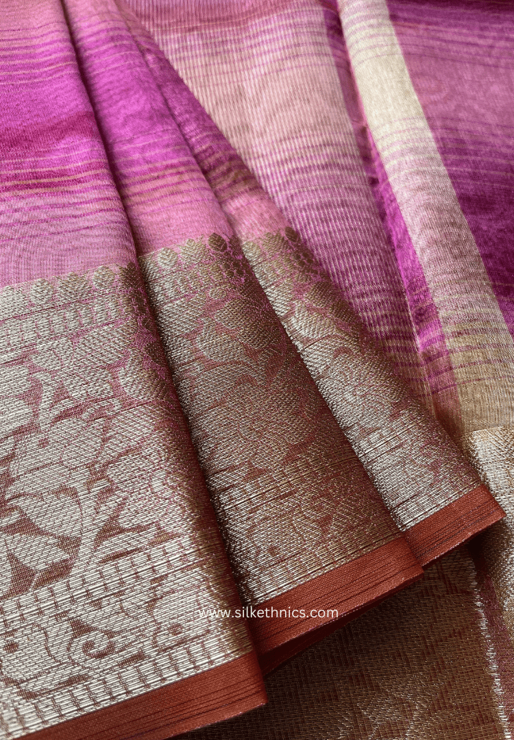 Deep Pink tissue organza Banarasi saree