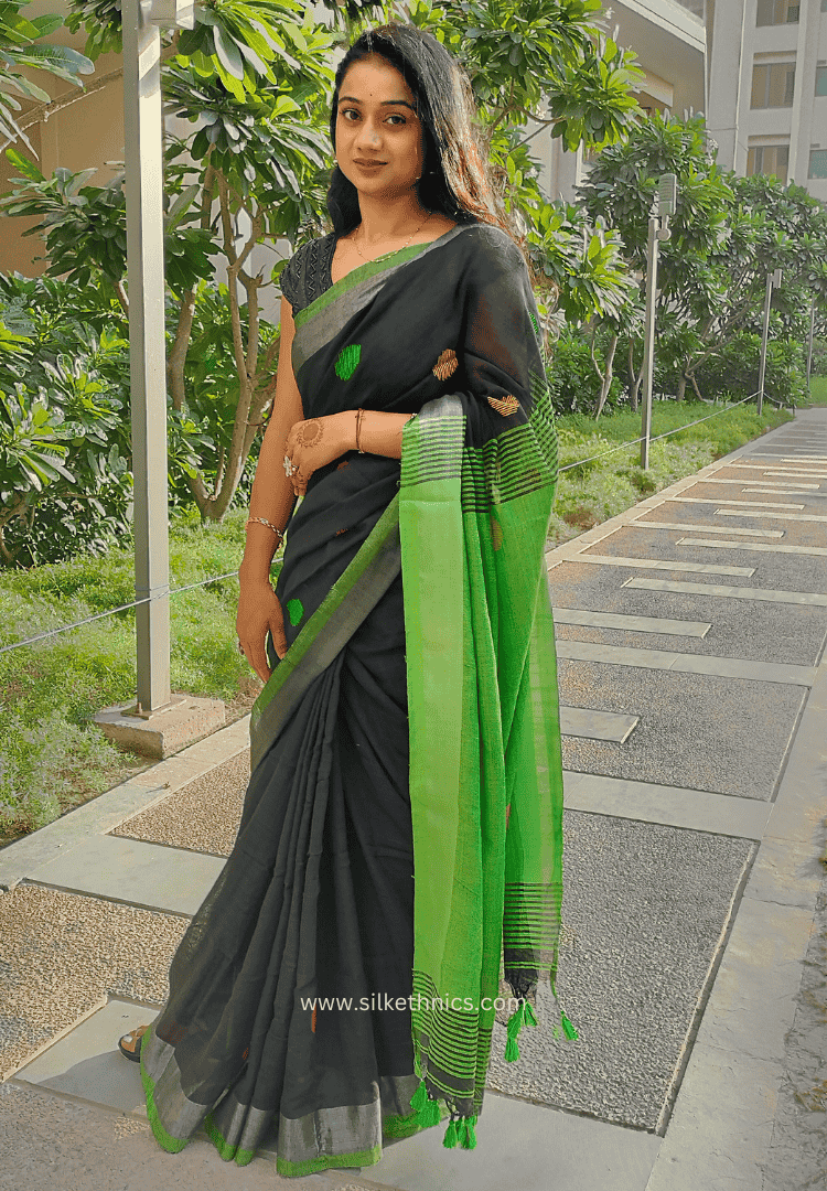 Black and green Nayika handloom saree