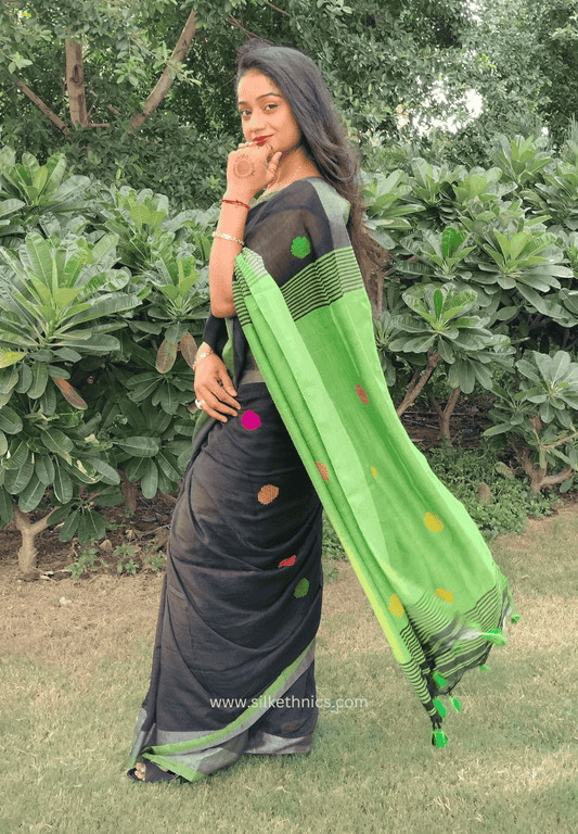 Black and green Nayika handloom saree
