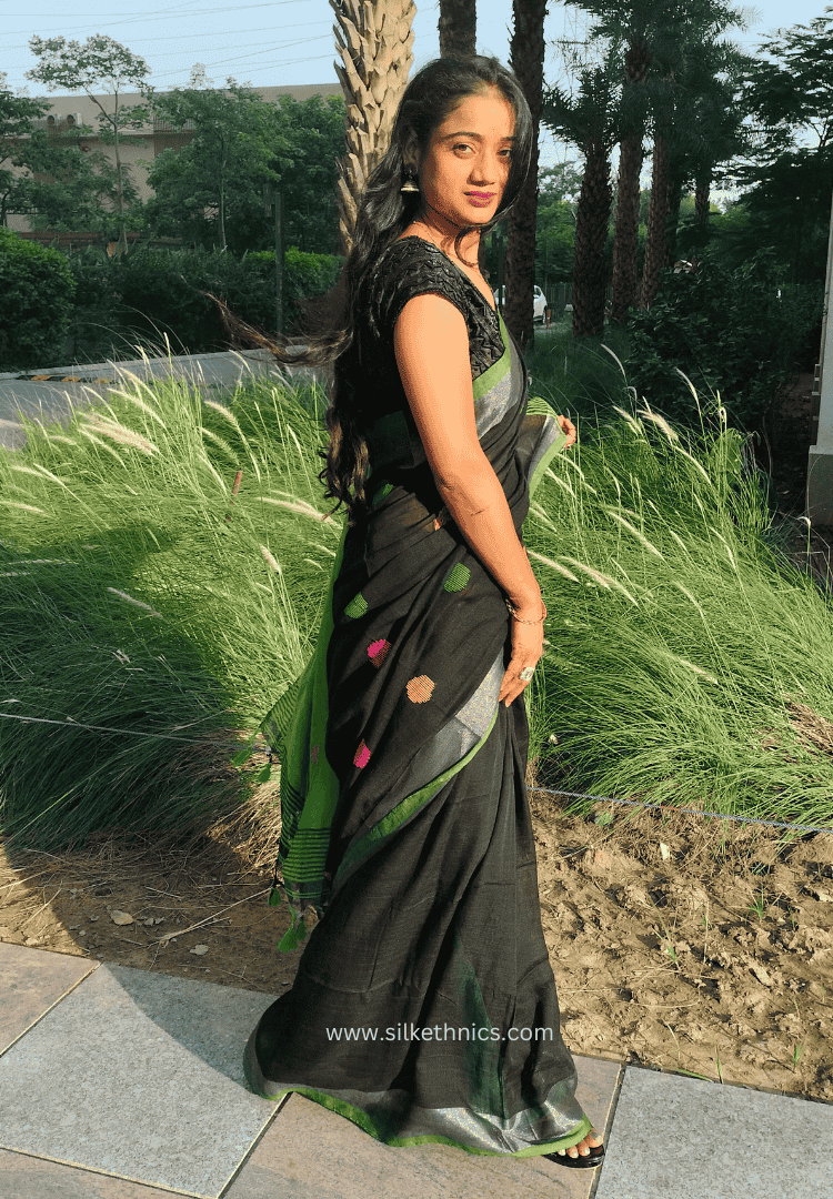 Black and green Nayika handloom saree