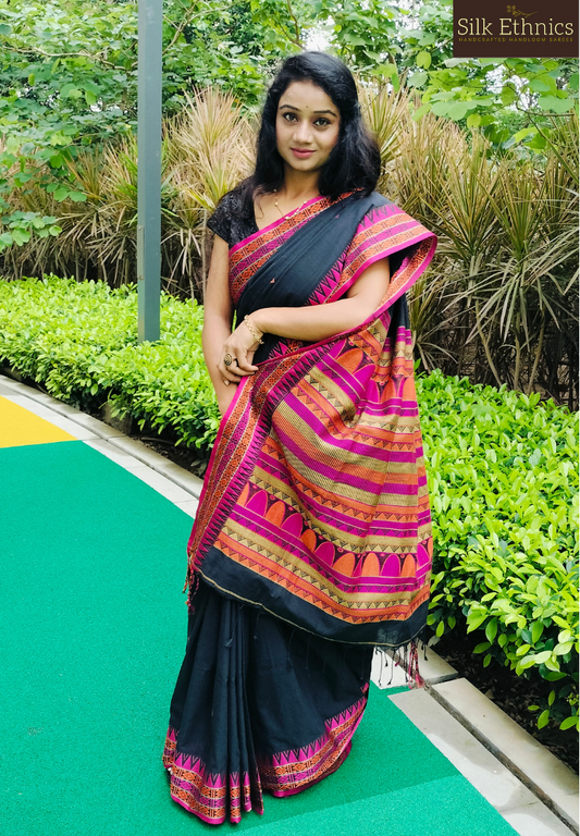 Classic Black Assam weaving saree