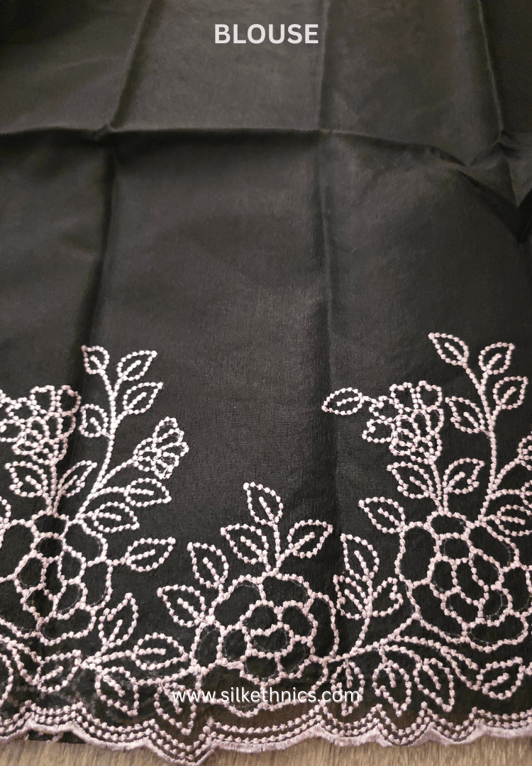Black Embroidered Organza Silk Cutwork saree