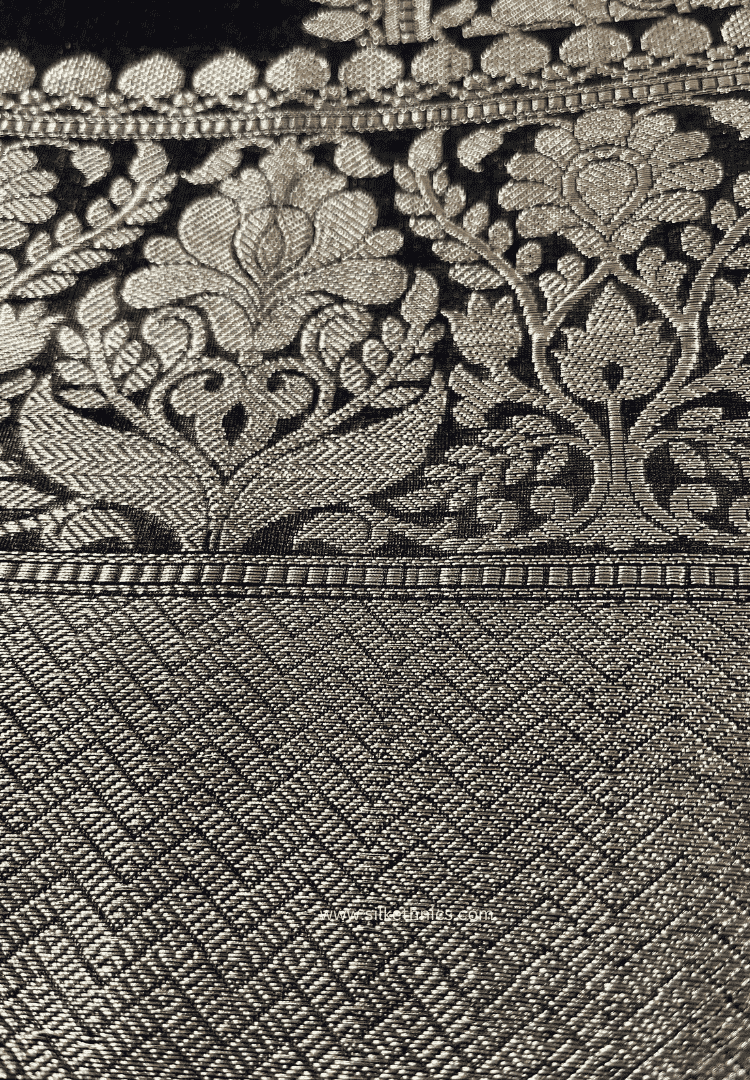 Black Srija Linen Banarasi saree
