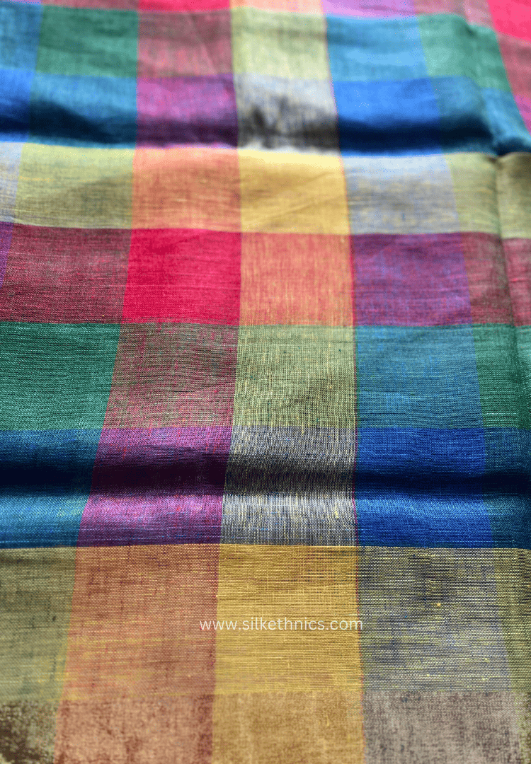 Handcrafted vibrant Varnika linen saree