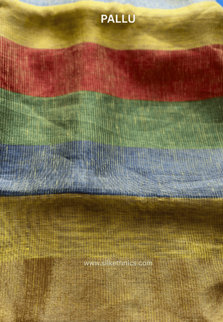 Handcrafted vibrant Varnika linen saree