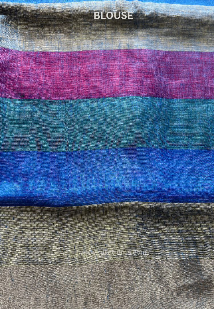 Handcrafted vibrant Varnika linen saree