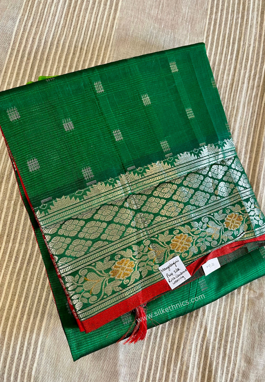 Emerald Green pure Mangalagiri silk saree | Anaya collection