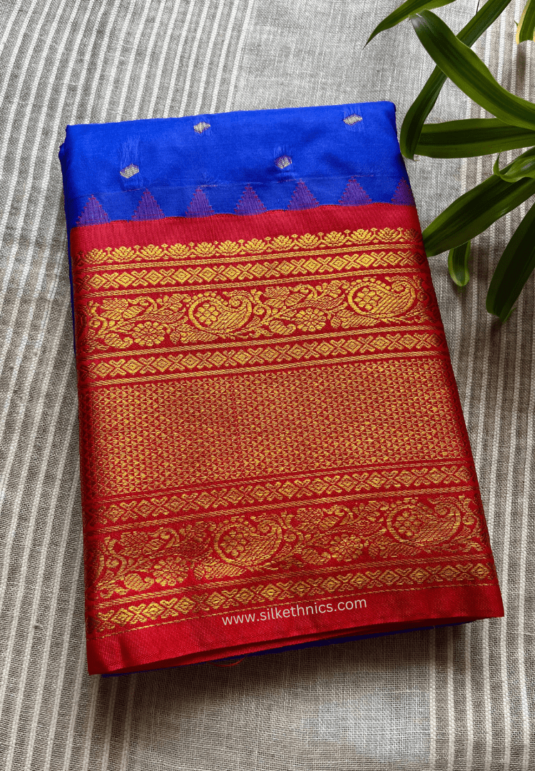 Gadwal Grace Blue Ember silk saree