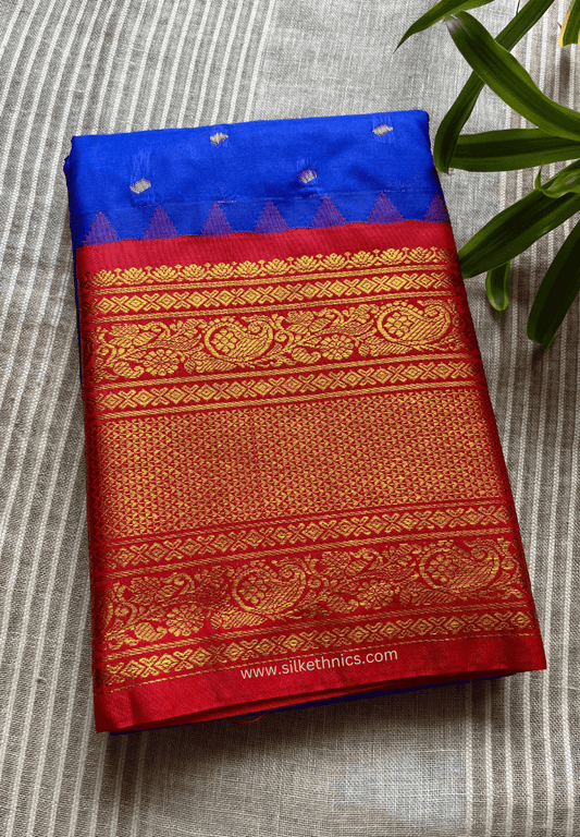 Gadwal Grace Blue Ember silk saree