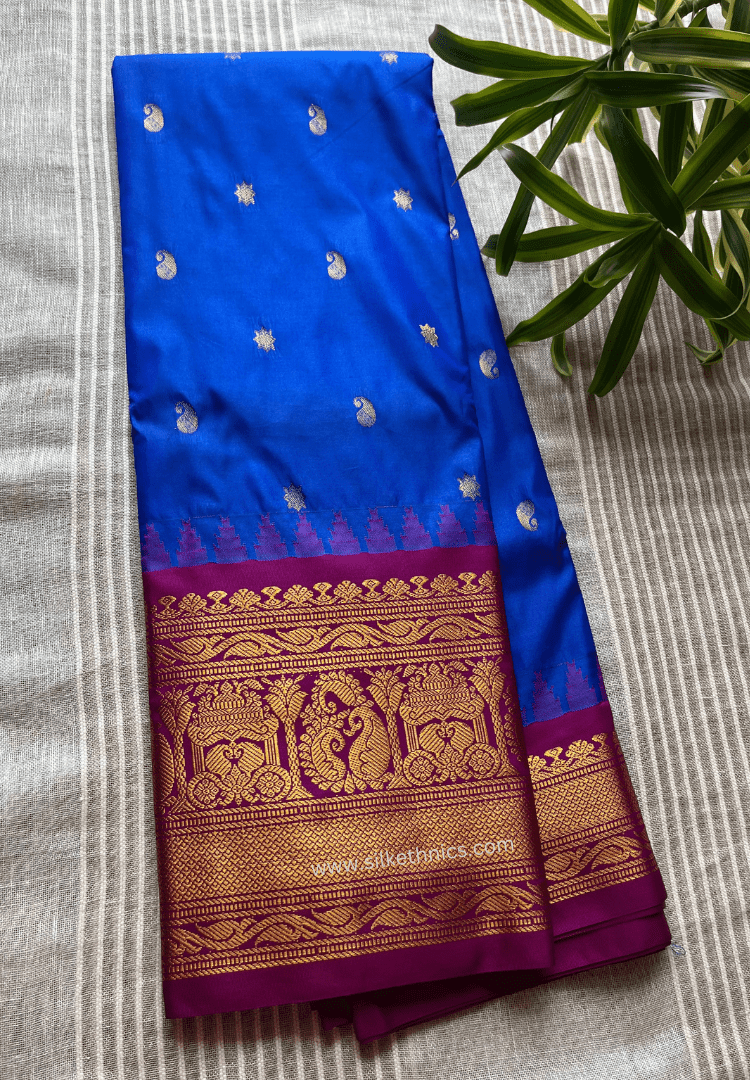 Gadwal Grace Peacock Blaze silk saree