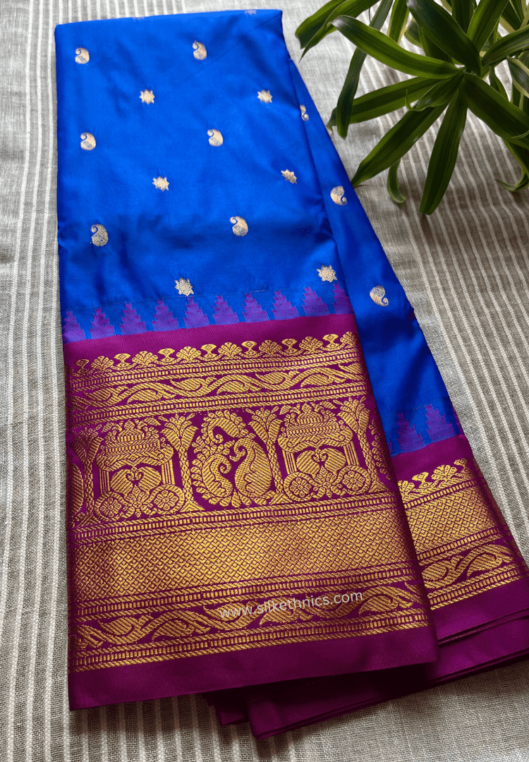 Gadwal Grace Peacock Blaze silk saree