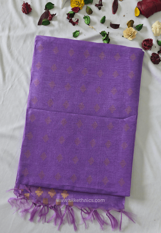 Dark lavender Kota Linen Silk cutwork saree