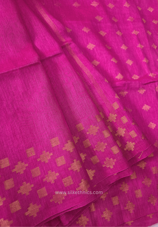 Dark Pink Kota Linen Silk cutwork saree