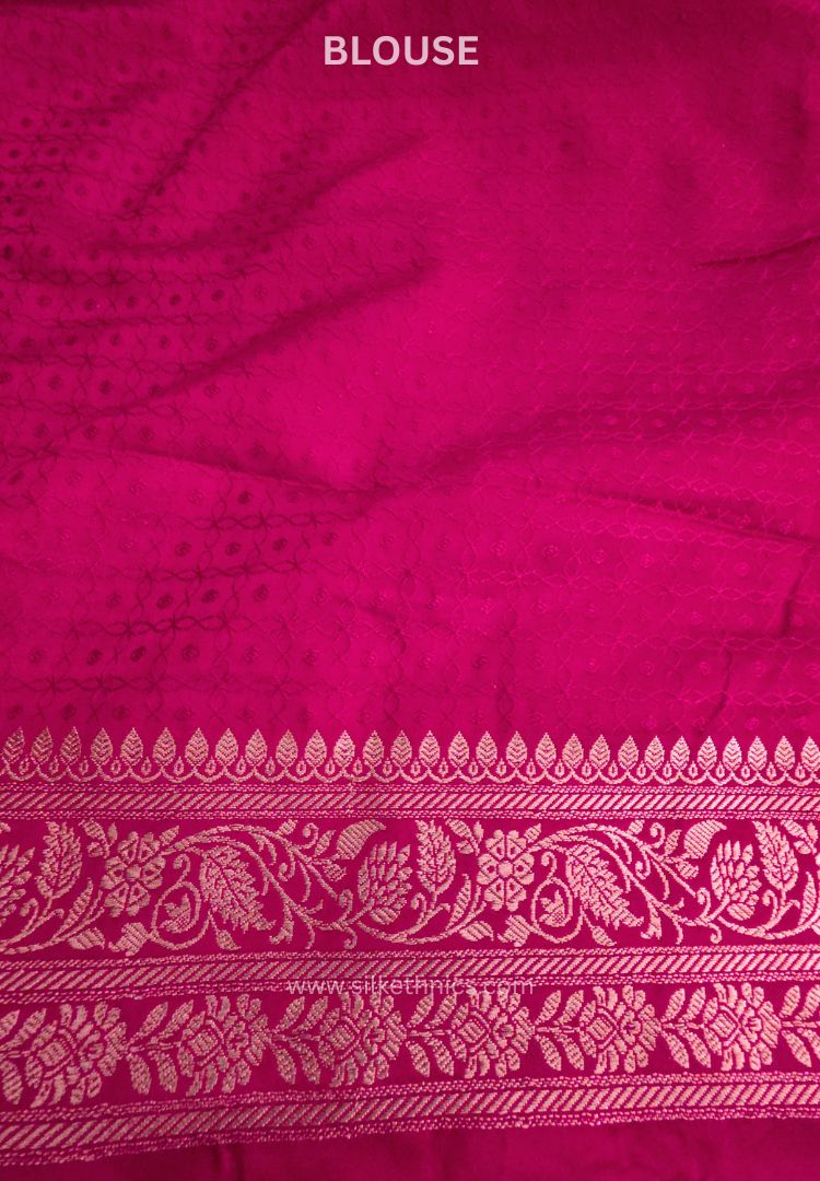 Deep magenta Banarasi Mashru Katan silk saree