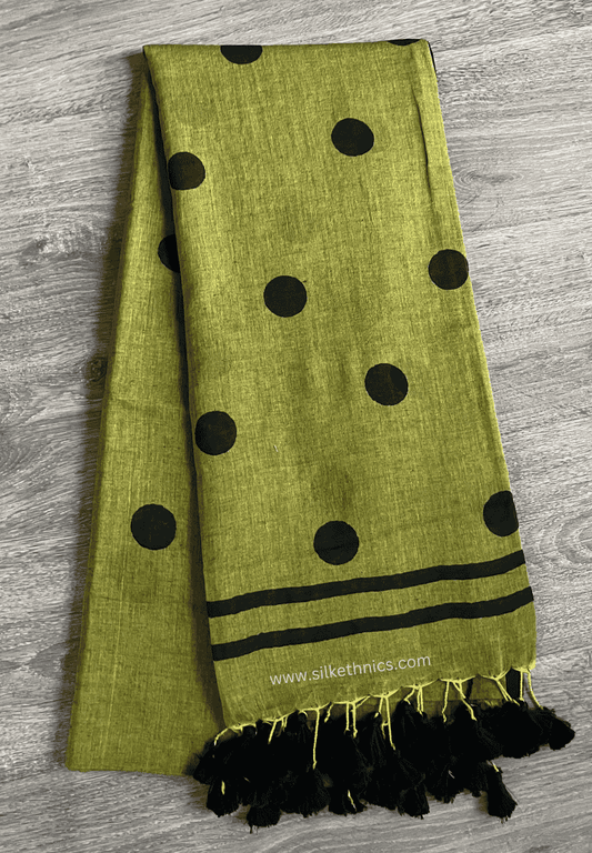 Olive green Rangreet Polka saree