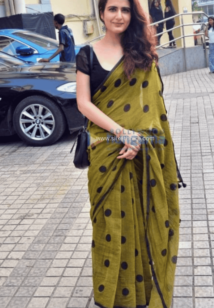 Olive green Rangreet Polka saree