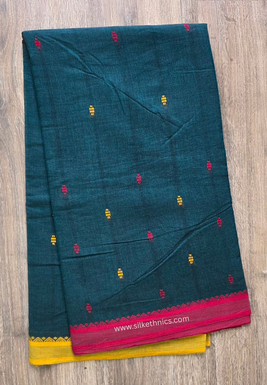 Forest Green Dhaniakhali Handloom Cotton saree
