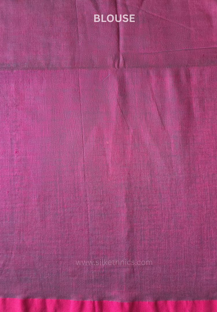 Fuchsia purple pure handloom mulcotton Ruhani saree