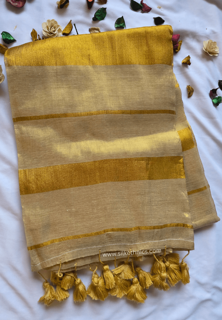 Golden grace Raga tissue saree