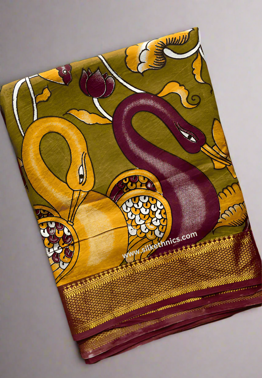 Olive green Kalakriti Silk saree