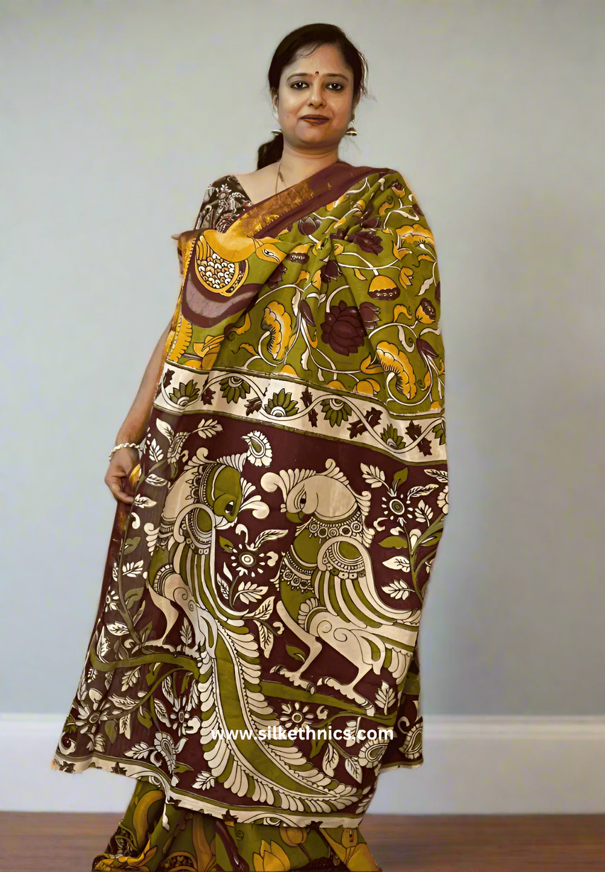 Olive green Kalakriti Silk saree