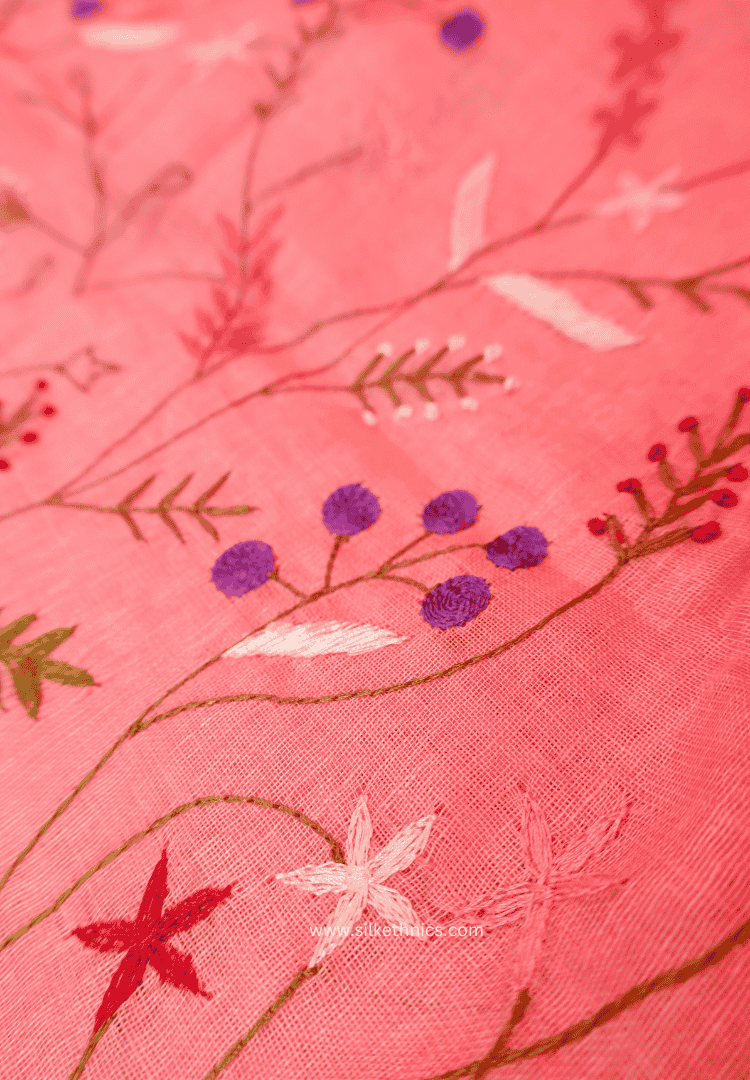 Rose pink Sitara linen saree