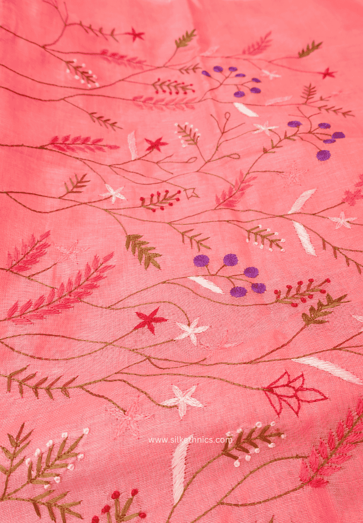 Rose pink Sitara linen saree