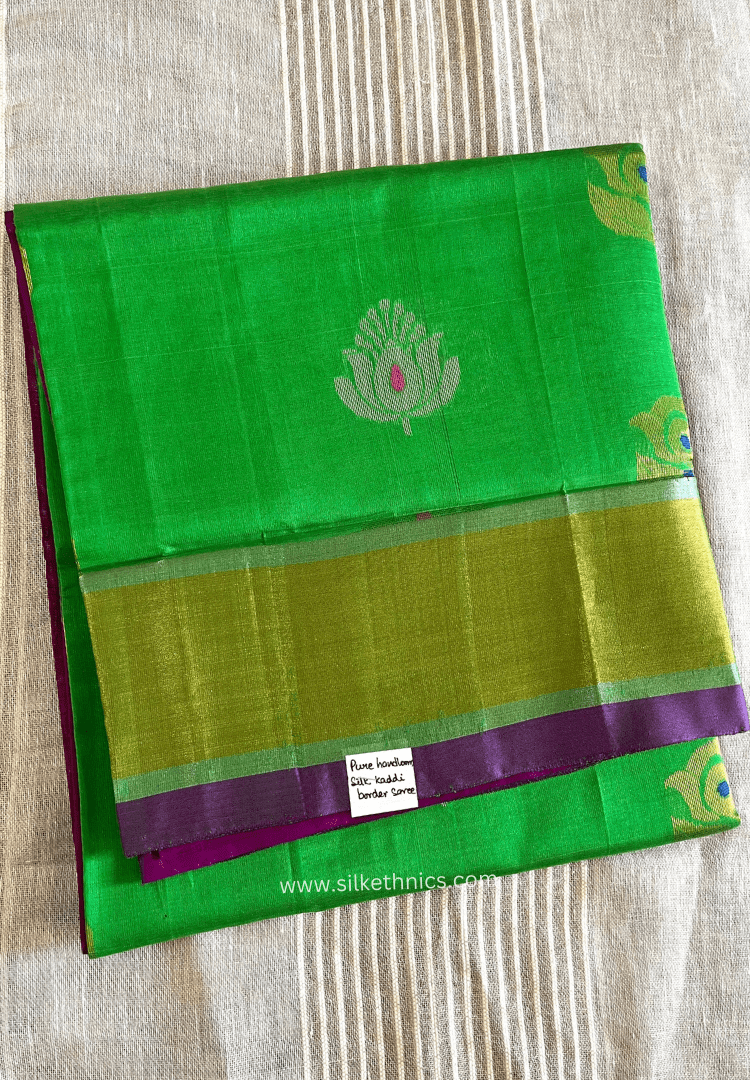Parrot green pure Mangalagiri silk saree