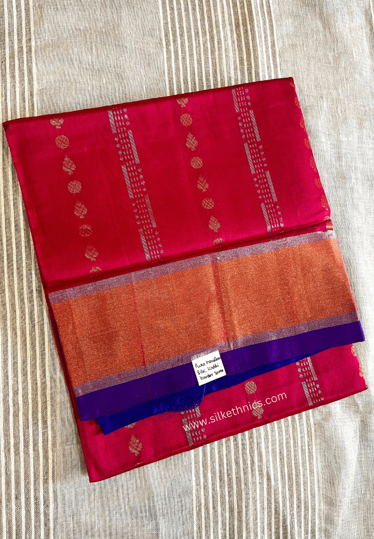 Ruby red pure Mangalagiri silk saree