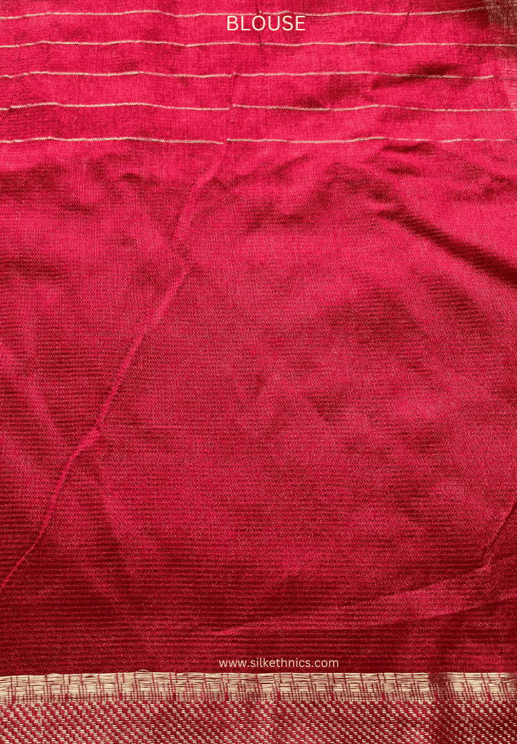 Pearl White & Red Kalamkari silk saree