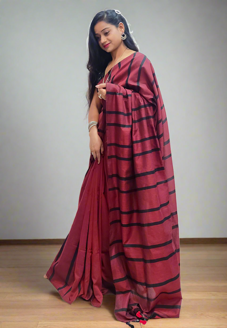 Rich Red StriVibe handloom saree